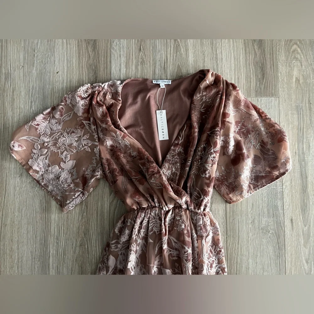 NWT Women’s Baltic Born Uma Velvet Burnout Maxi Dress Pink Floral - Size Medium - Picture 4 of 9